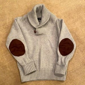 Shawl-collared sweater with elbow patches - 100% Cotton
